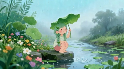 雨天溪畔