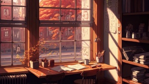 夕日の落ち葉