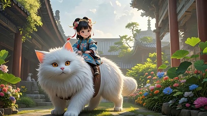 骑猫的女孩