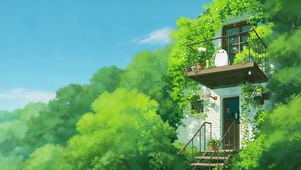 唯美绿色小屋