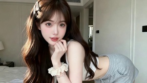 朦胧卧室氛围感美女