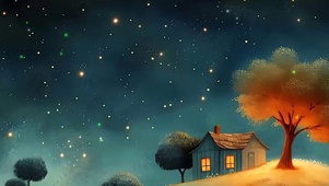夜景星空树木带鱼屏