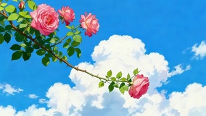 晴空蔷薇枝