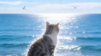望着海景猫咪