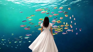 美女深海观鱼