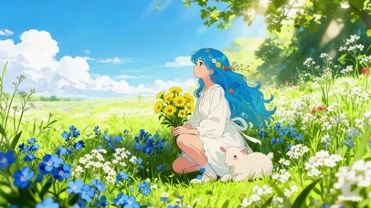 小清新采花的女孩