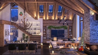 舒適的聖誕客厅氛圍