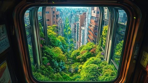 俯瞰绿色生态清新城市