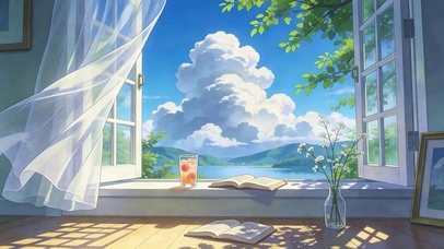 白云树木河流
