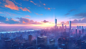 动漫城市风光