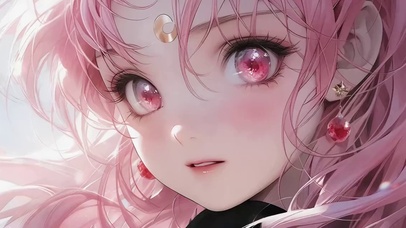 粉发动漫插画女孩