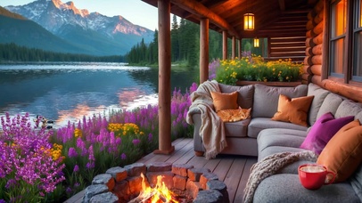 放松高山湖畔木屋