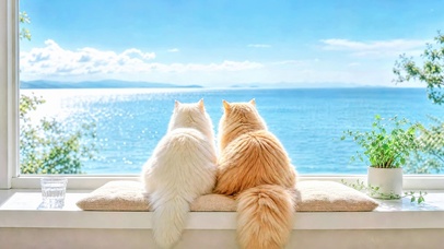 窗台双猫看海