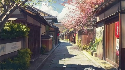 古风小镇阳光春日街道