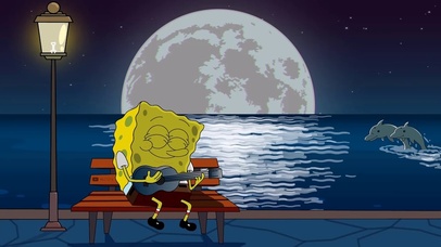 海绵宝宝海边弹吉他