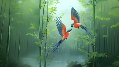 唯美治愈 花鸟树林