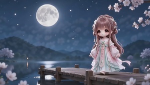 湖畔揽月
