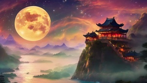 夜景古风山水