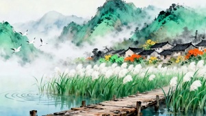 护眼绿景山庄河流