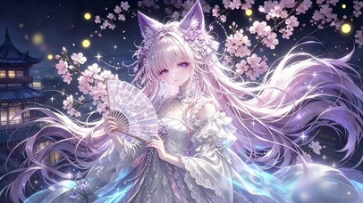 樱花执扇小狐妖
