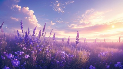 梦幻日落薰衣草