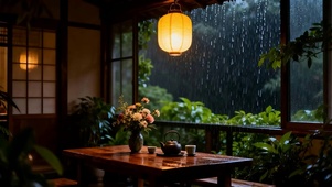 窗外雨天