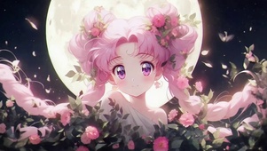 粉发动漫插画少女