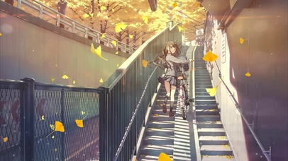 晚秋放学后银杏少女