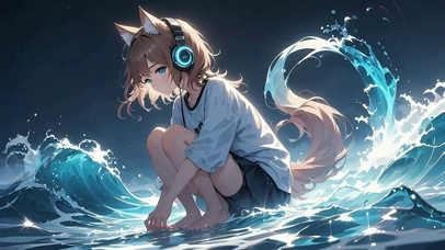 潮光下浪屿少女