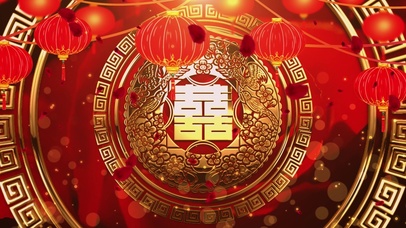 大气中式婚礼喜庆金色圆环