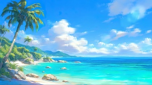 蓝天阳光热带海滩