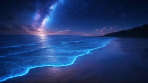 深夜的荧光海