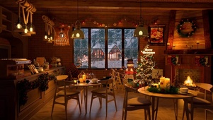 冬季舒适圣诞咖啡厅