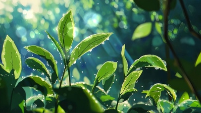 绿色氧气森林绿叶光影