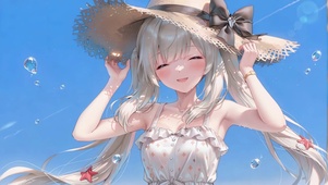 夏甜草帽少女