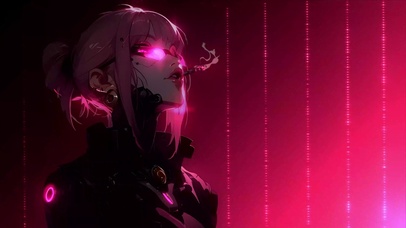 赛博朋克抽烟少女