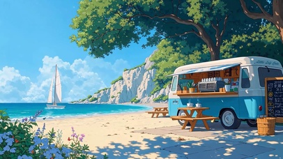 海边的快餐车