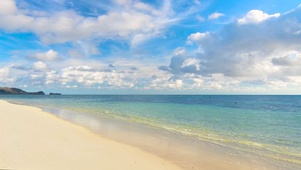 4K阳光清澈海滩海浪