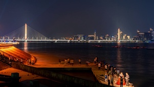 8k震撼杭州钱塘江码头城市夜景