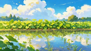 蓝天白云倒影