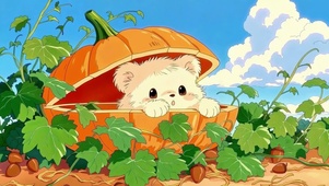 南瓜屋里的小白熊