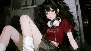 动漫潮流少女插画耳机