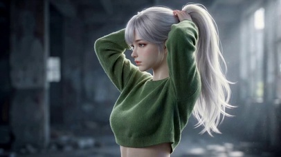 银发少女侧影
