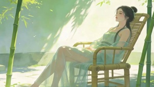 休闲女孩带鱼屏