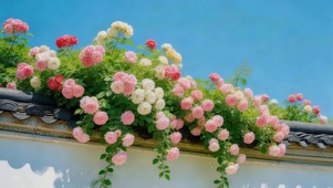 墙头蔷薇花