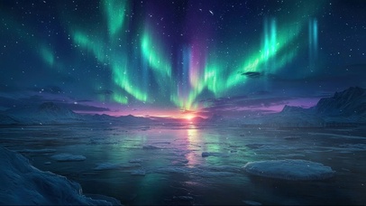 梦幻雪原极光