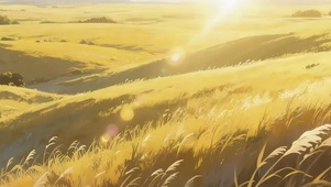 阳光金黄秋日草原