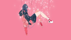 粉红漂浮少女