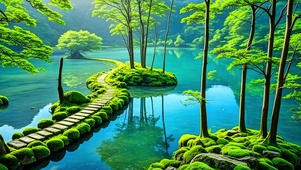 护眼湖泊森林