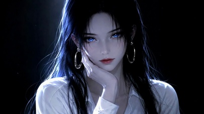 暗蓝氛围感蓝瞳美少女